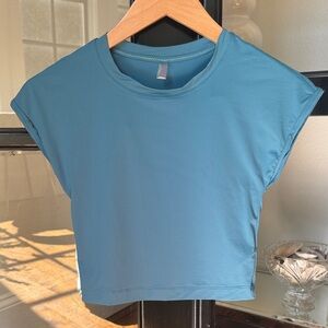 💙 S Free People Movement Teal Blue Top Tee CUTE and SOFT